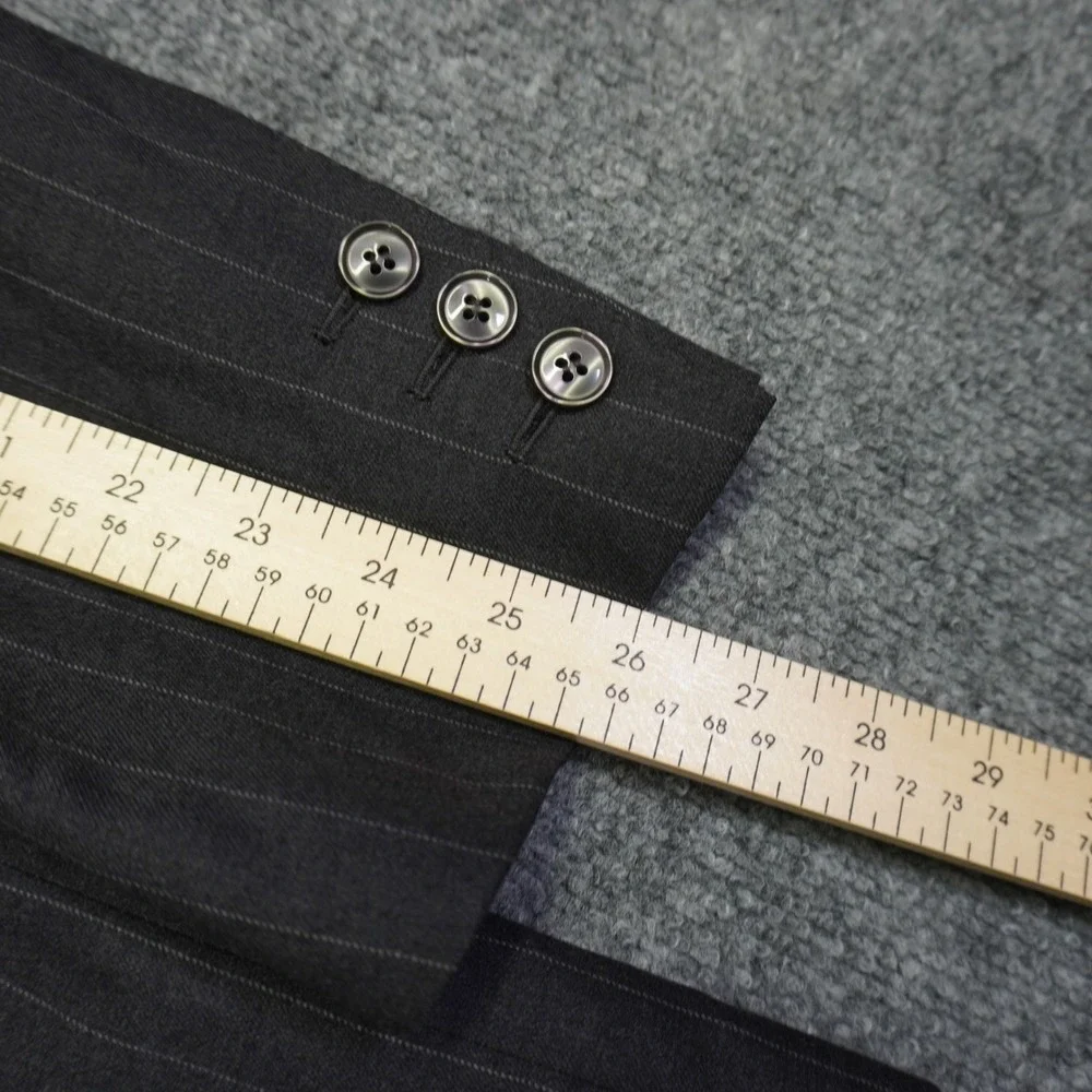Ermenegildo Zegna Suit Mens 44R Grey Pinstripe Trofeo Wool 2 Button Pleated Cuff
